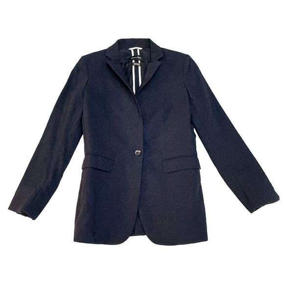 Massimo Dutti Navy Blue Wool One Button Blazer Model 6011 Size 36 - Picture 1 of 6